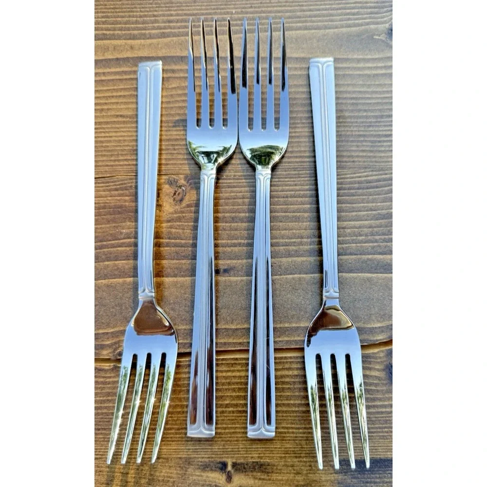 Mikasa PARALLELS Dinner Forks Set Of 4 Korea Stainless Flatware Replacement